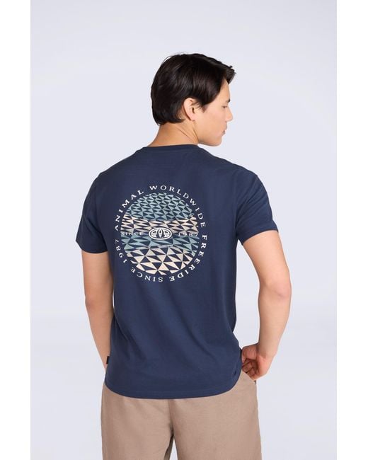 Mountain Warehouse Blue 'Jacob' Cotton T-Shirt Comfy Beach Summer Casual Tee for men