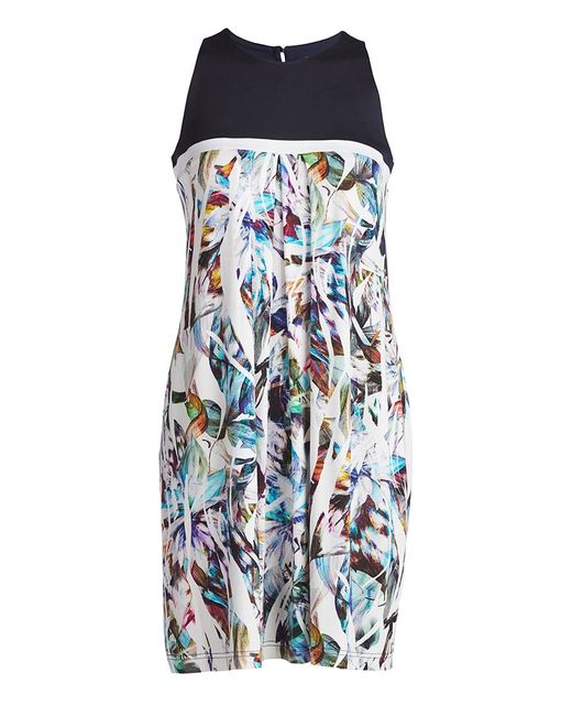 Conquista Mouwloze Effen Kleur & Print Jurk in het White