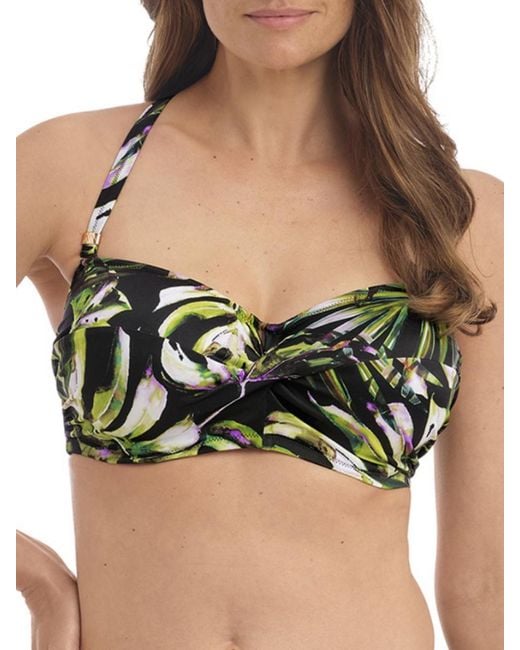 Fantasie Black Palm Valley Twist Bandeau Bikini Top