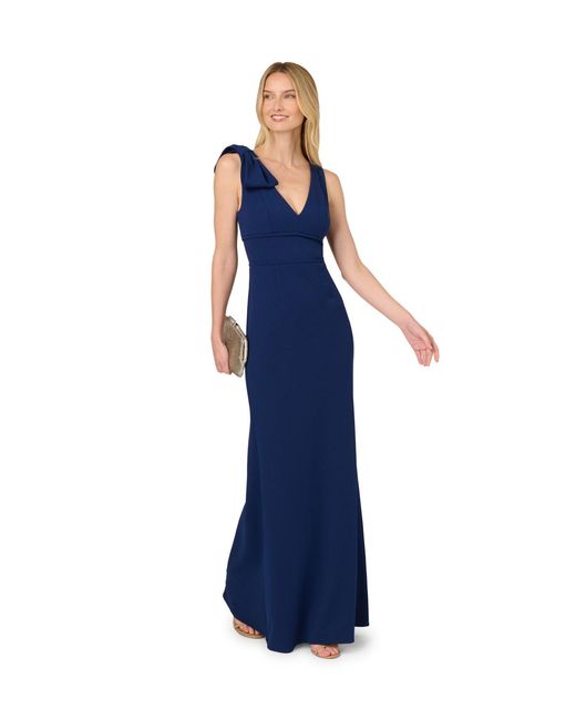 Adrianna Papell Blue Mermaid Crepe Dress