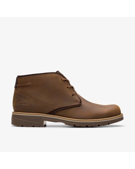 Clarks Brown Morris Peak Gp Beeswax Leather Boots for men