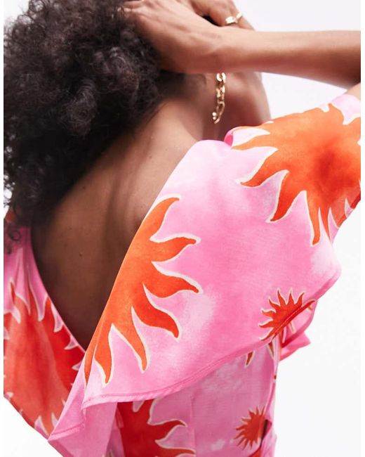 TOPSHOP Red Frill Wrap Maxi Dress