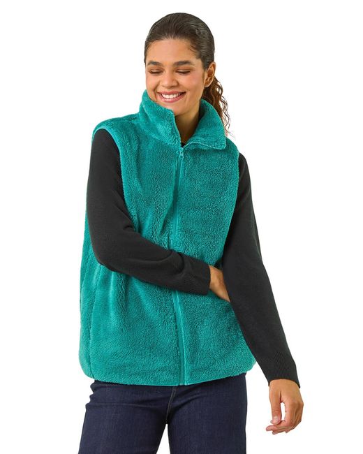 Roman Green Soft Sherpa Fleece Gilet