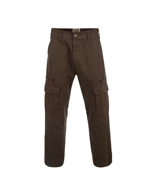 KAM Jeanswear Brown Kam Cargo Pants For Pockets Relaxed Fit Trousers for men