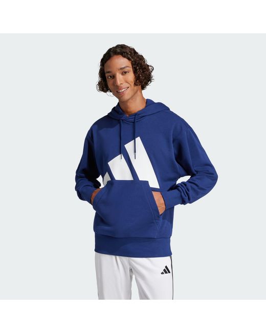 Adidas Originals Blue Essentials Big Logo French Terry Hoodie for men