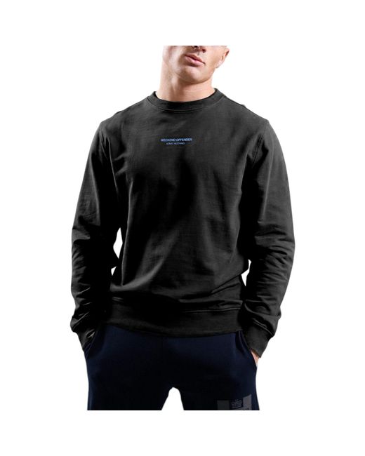 Weekend Offender Black Sweatshirt Crew Neck Woan Casual Cotton Pullover Jumper for men