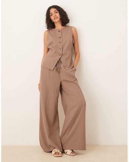 ASOS Natural Crinkle Palazzo Trousers Co-Ord