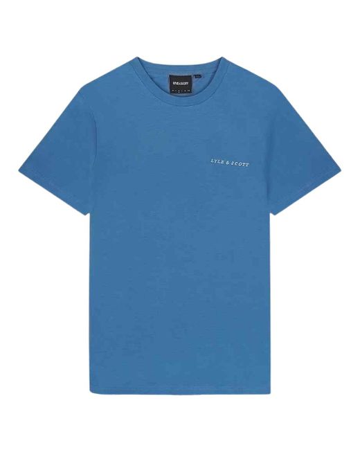 Lyle & Scott Blue Embroidered Logo Riveria T Shirt Cotton for men