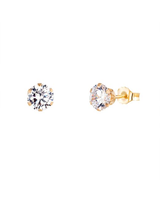 The Jewellery Stockroom Metallic 9Ct 5Mm Cubic Zirconia Solitaire Stud Earrings