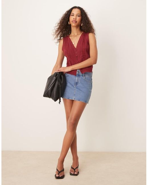 ASOS Red Lace Trim Waistcoat