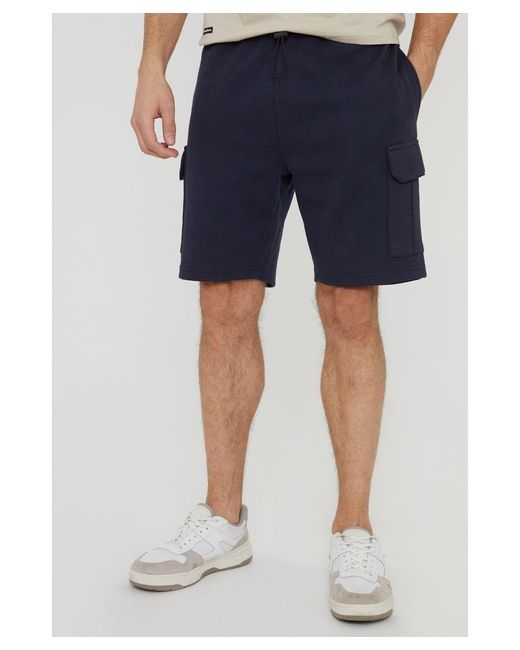 Threadbare Blue 'Wolf' Cargo Pocket Sweat Shorts for men