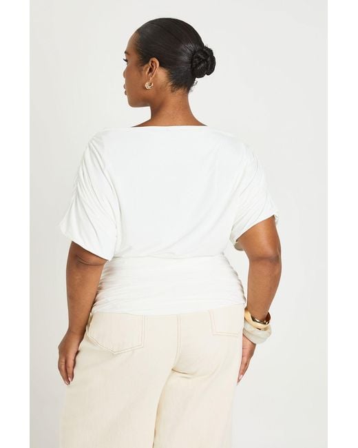 Boohoo White Plus Draped Bardot Top