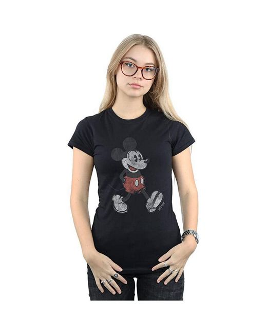 Disney Black Ladies Walking Mickey Mouse Cotton T-Shirt ()