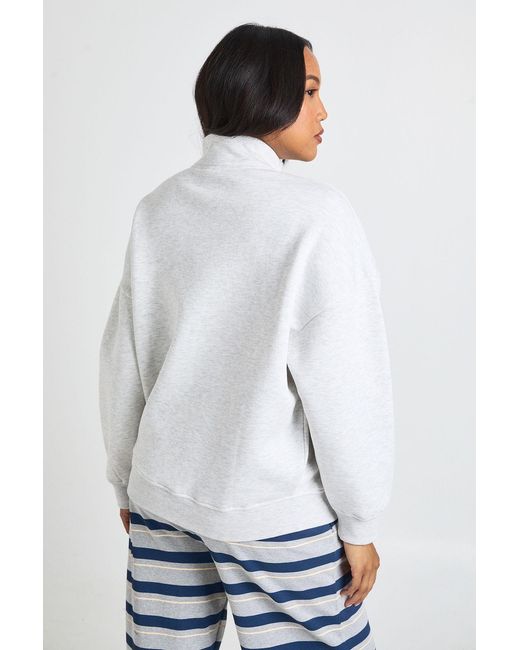Boohoo White Maternity Oversized Half Zip Sweatshirt