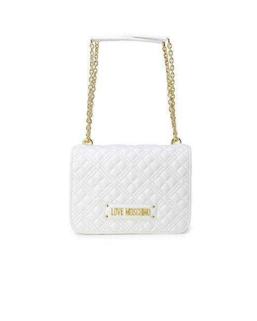 Moschino White Love Handbag With Clip Fastening