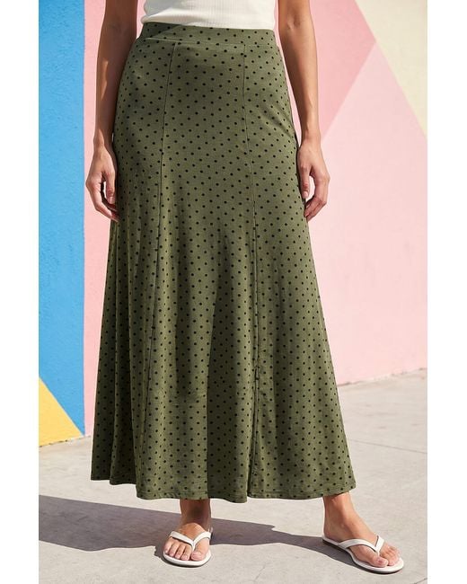 Roman Green Polka Dot Midi Skirt