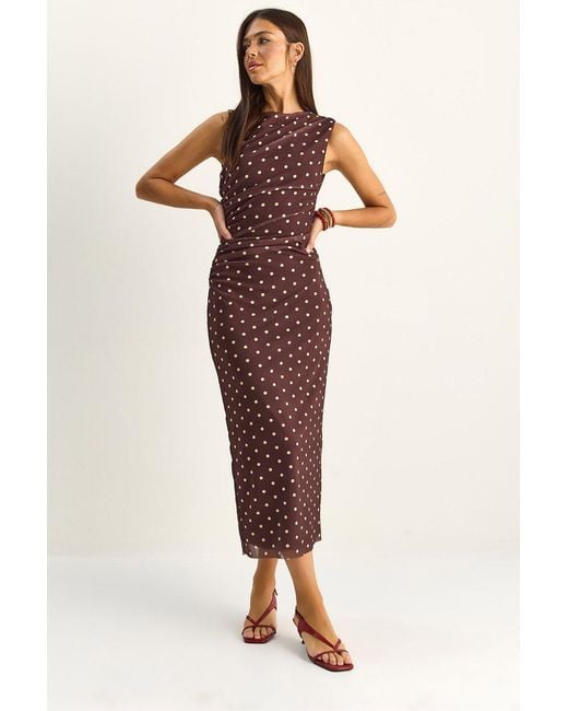 Bianco Lucci Multicolor Polka Dot Bodycon Midi Dress