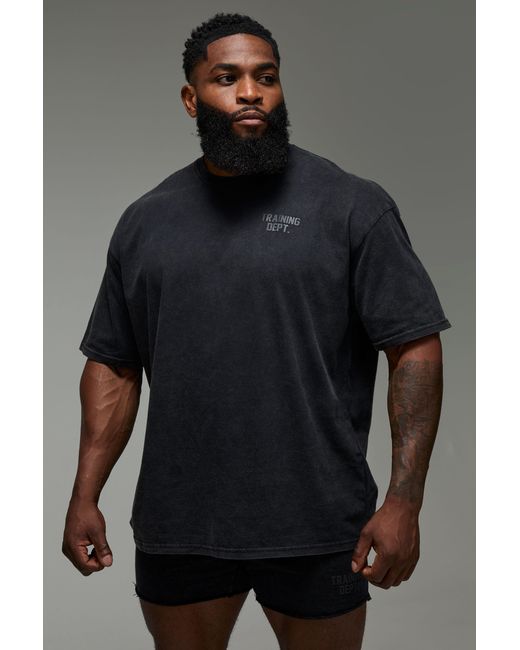BoohooMAN Gray Training Dept Oversized Washed T-Shirt for men