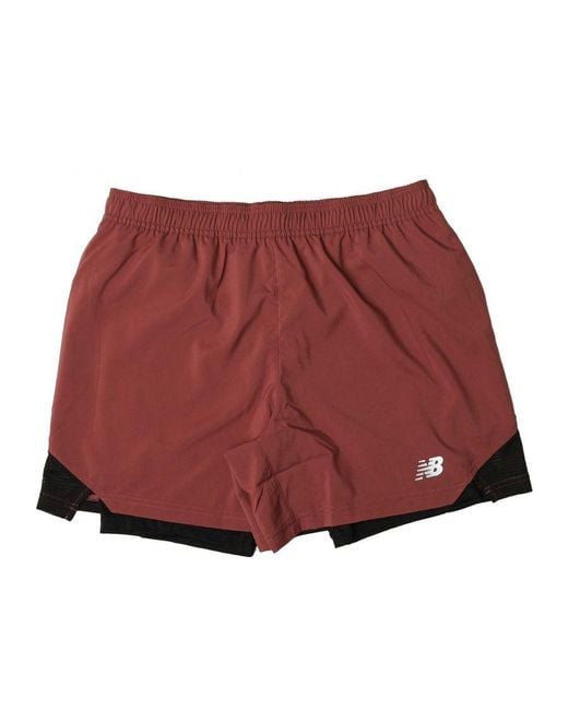 New Balance Red Accelerate Pacer 5 Inch 2-In-1 Shorts for men