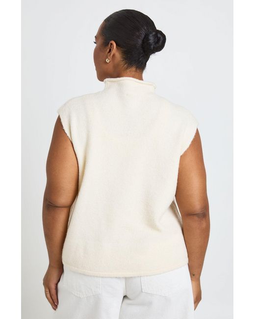 Boohoo White Plus Soft Knit Funnel Neck Top