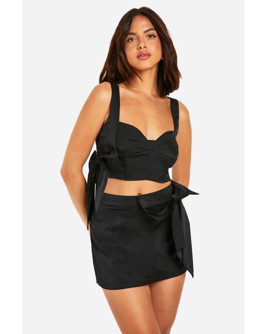Boohoo Black Bow Detail Corset Top