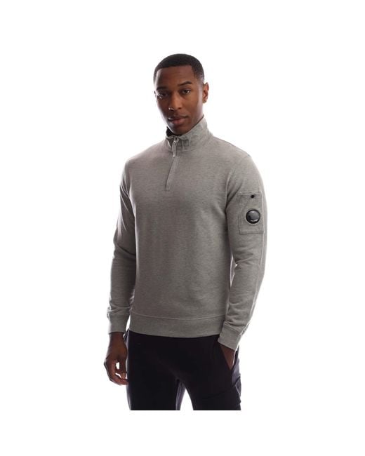 C P Company Collectie Light Fleece Half-zip Sweatshirt In Grijs in het Gray voor heren