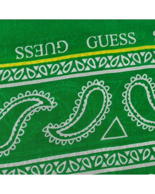 Guess Green Printed Scarf With Frayed Contours Am8764mod03 Man Rayon for men