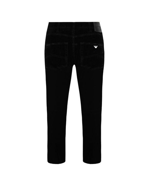Armani Black Emporio J85 Regular Fit Velvet Trousers