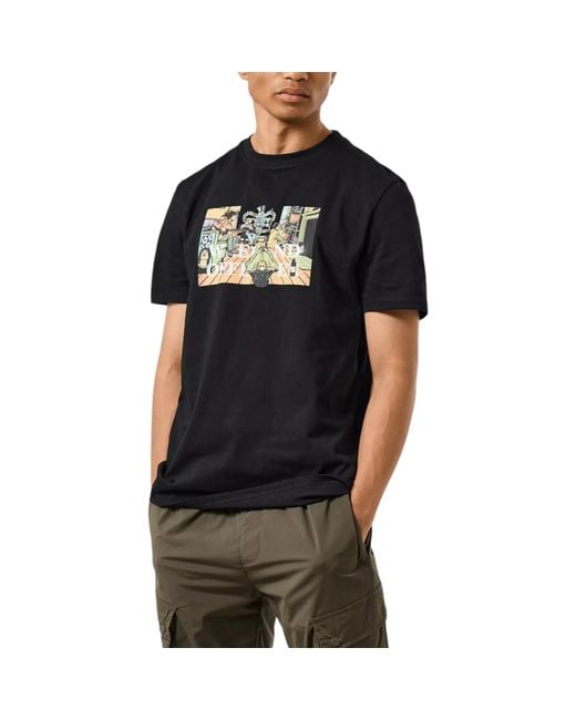 Weekend Offender Black T Shirts Stratford Avenue Graphic Crew Neck Cotton Tee New for men