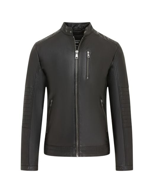 Infinity Leather Black Quilted Lamb Biker Jacket for men