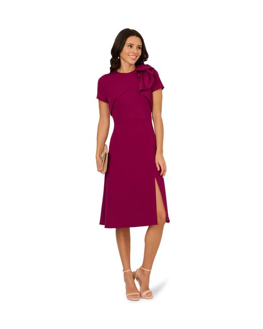 Adrianna Papell Red Ruffle Bodice Midi Dress