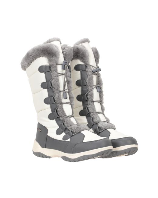 Mountain Warehouse Gray 'Snowflake' Long Snow Boots Faux Fur Waterproof Breathable Winter Shoes Textile for men