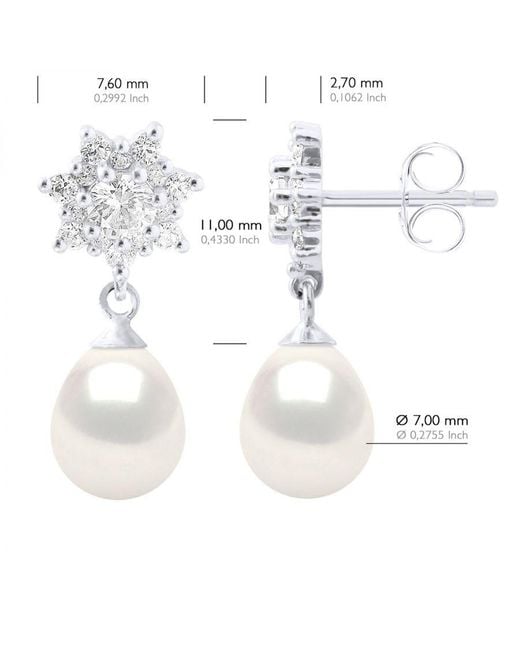 Ateliers Saint Germain White Earrings Real Cultured Freshwater Pearls Pear 7-8 Mm