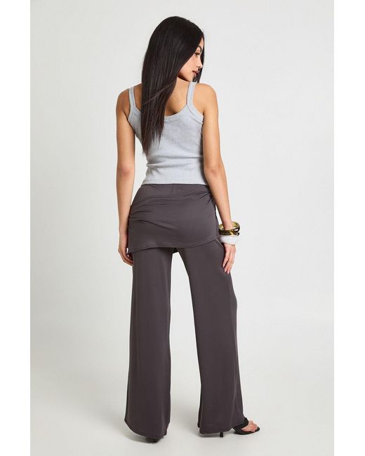 Boohoo Blue Wrap Skirt Straight Leg Trouser