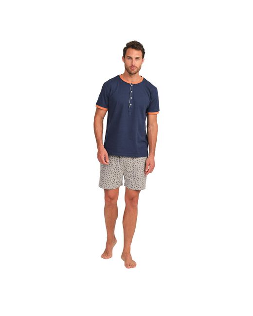 J&j Brothers Blue Jjb13 Short Sleeve Pajamas for men