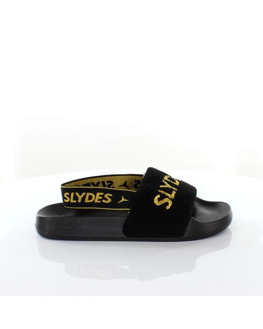 Slydes Black Coin Slip On Back Strap Flip Flop Sliders Sandals Ss20 Textile