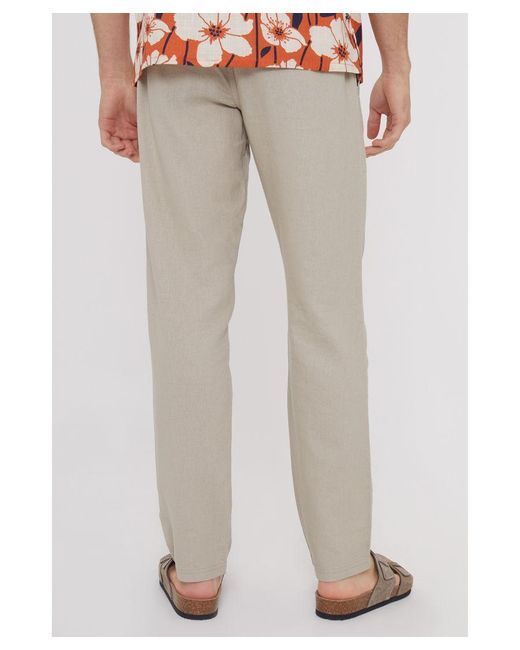 Threadbare Natural 'Annual' Linen Blend Casual Trousers for men