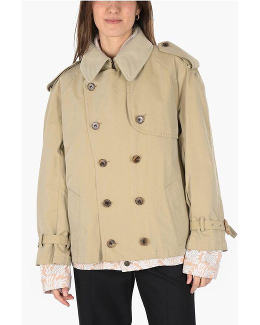 Maison Margiela Mm0 Mgewatteerd Dubbelrijs Jasje Met Mesh Aan De Binnenkant In Beige in het Natural