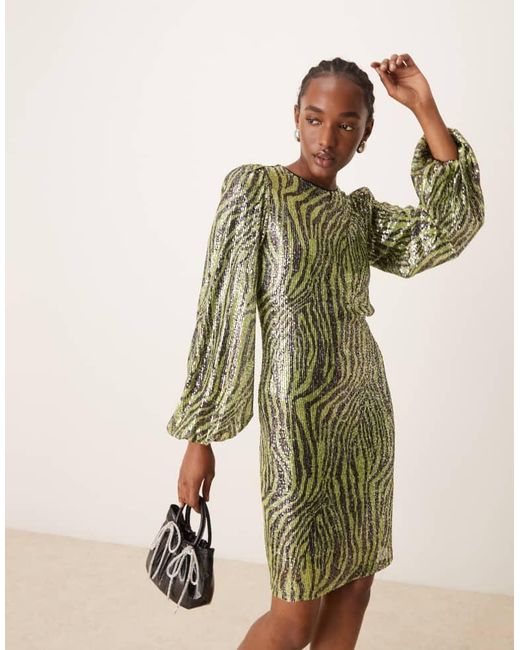 Y.A.S Green Sequin Mini Dress