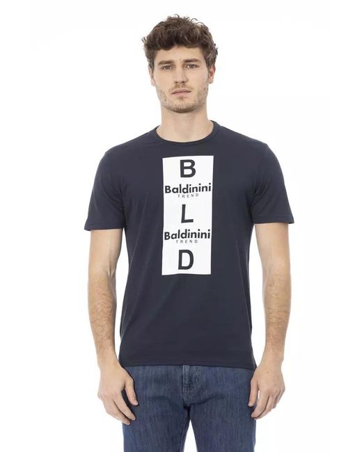 Baldinini Blue Short Sleeve Crew Neck Graphic Tee for men