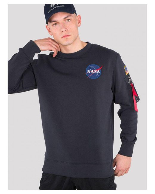 Alpha Industries Space Shuttle Sweater Rep Blue Cotton for men