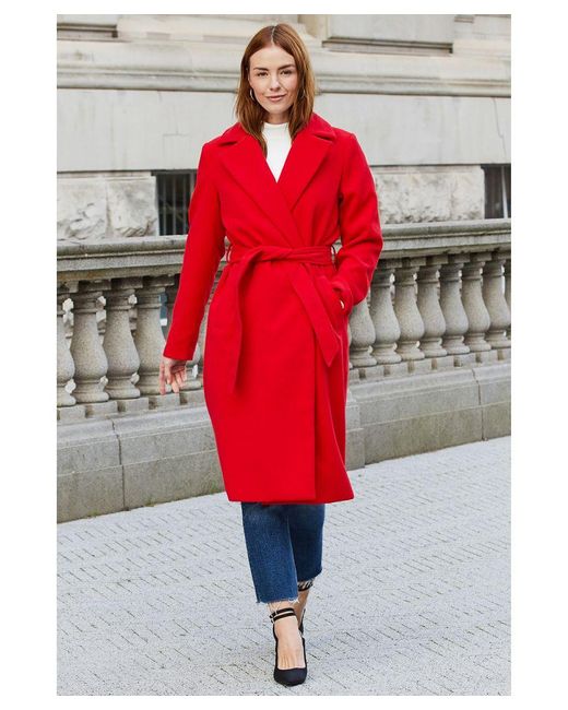 Threadbare Red 'Decaf' Formal Belted Coat