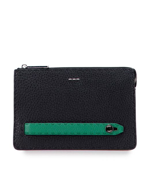 Fendi Black Leather Zip Wallet
