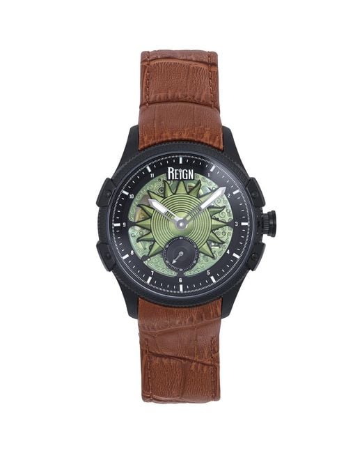 Reign Brown Solstice Automatic Semi-Skeleton Watch for men