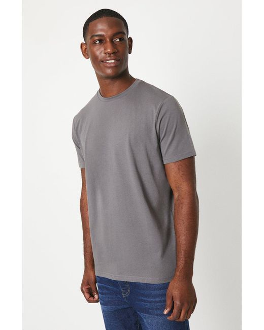 MAINE Gray Cotton Crew Neck T-Shirt for men