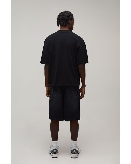 BoohooMAN Blue Oversized Boxy Blurred Floral Print T-Shirt for men