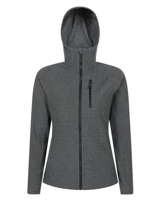 Mountain Warehouse Gray 'Grid' Hooded Midlayer Jacket Breathable Active Outdoor Full Zip Top Fabric