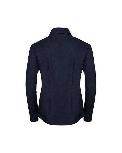 Russell Blue Ladies Oxford Easy-Care Long-Sleeved Shirt (Bright)