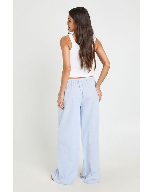 Boohoo Blue Contrast Drawcord Wide Leg Trousers