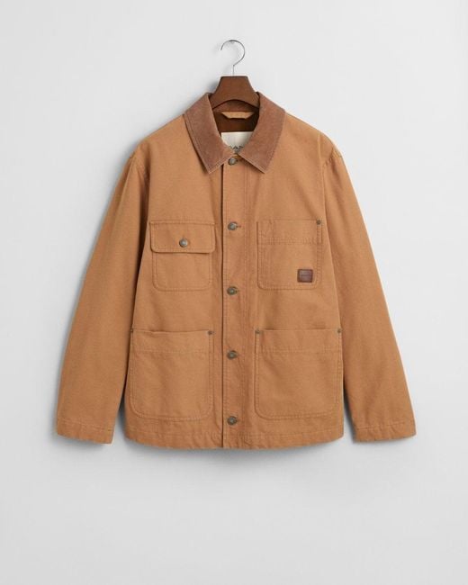 Gant Brown Cotton Work Jacket , Size: L for men